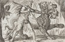 Hercules and Cerberus, 1608. Creators: Antonio Tempesta, Nicolaus van Aelst