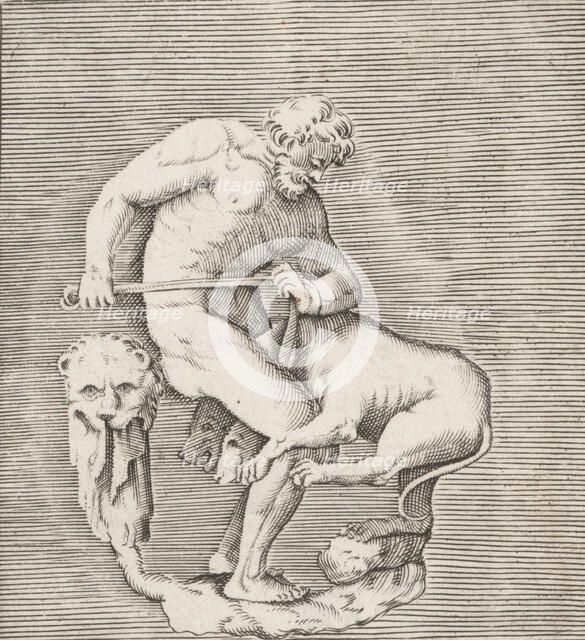 Hercules and Cerberus, published ca. 1599-1622., published ca. 1599-1622. Creator: Anon.