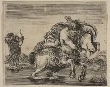 Hercules and Deianira, from Game of Mythology (Jeu de la Mythologie), 1644. Creator: Stefano della Bella