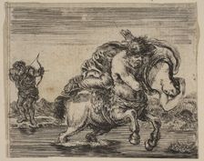 Hercules and Deianira, from Game of Mythology (Jeu de la Mythologie), 1644. Creator: Stefano della Bella