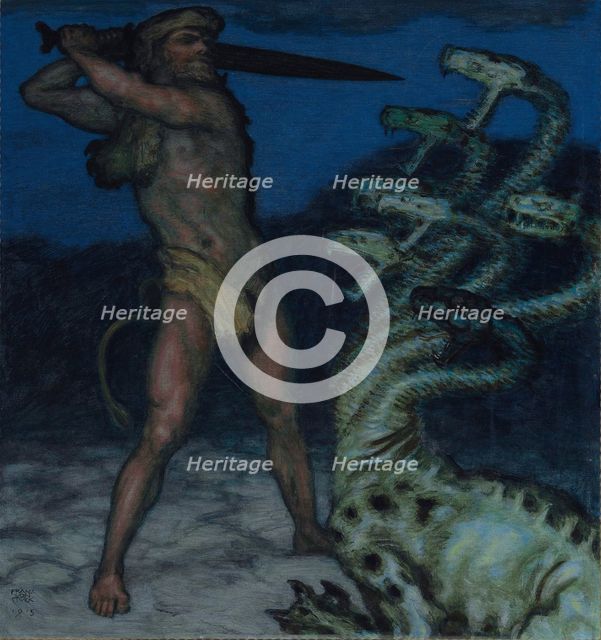 Hercules and Hydra. Artist: Stuck, Franz, Ritter von (1863-1928)