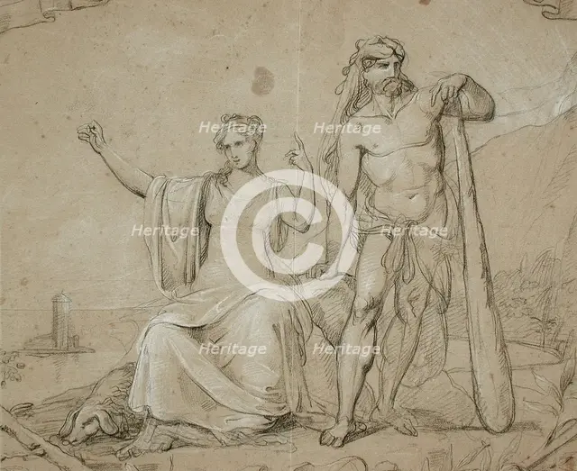 Hercules and Seated Woman, 19th century. Creator: Unknown.