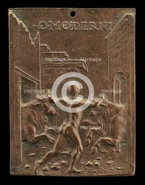 Hercules and the Cattle of Geryon, late 15th - early 16th century. Creator: Moderno.