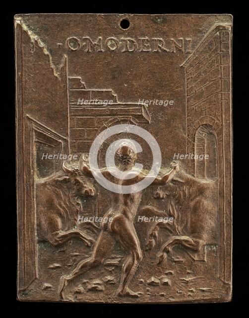 Hercules and the Cattle of Geryon, late 15th - early 16th century. Creator: Moderno.