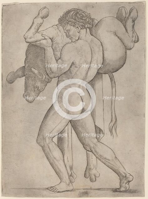 Hercules and the Cretan Bull, c. 1514/1515. Creator: Giovanni Antonio da Brescia.