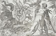 Hercules and the Hydra of Lerna, 1608. Creators: Antonio Tempesta, Nicolaus van Aelst