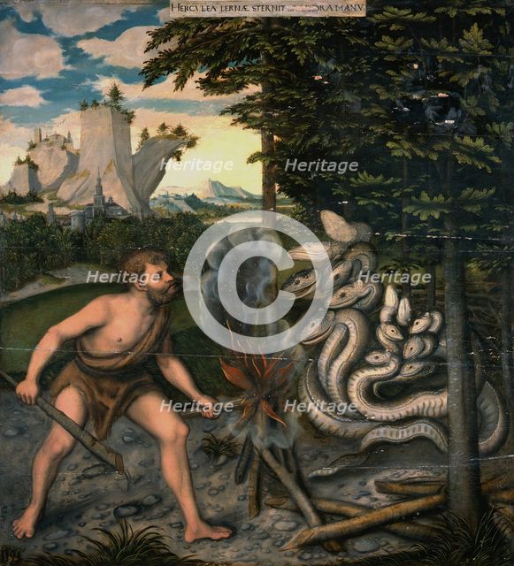 Hercules and the Lernaean Hydra (From The Labours of Hercules). Artist: Cranach, Lucas, the Elder (1472-1553)