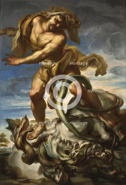 Hercules and the Lernaean serpent, c.1690. Creator: De Ferrari, Gregorio (1647-1726).