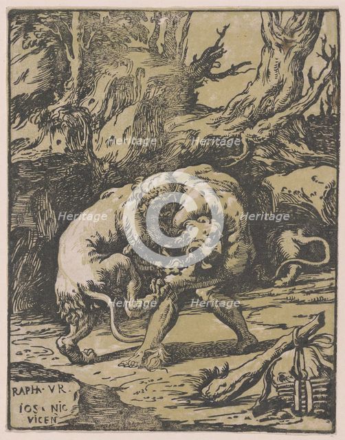 Hercules and the Nemean Lion, 1540-50., 1540-50. Creator: Niccolo Vicentino.