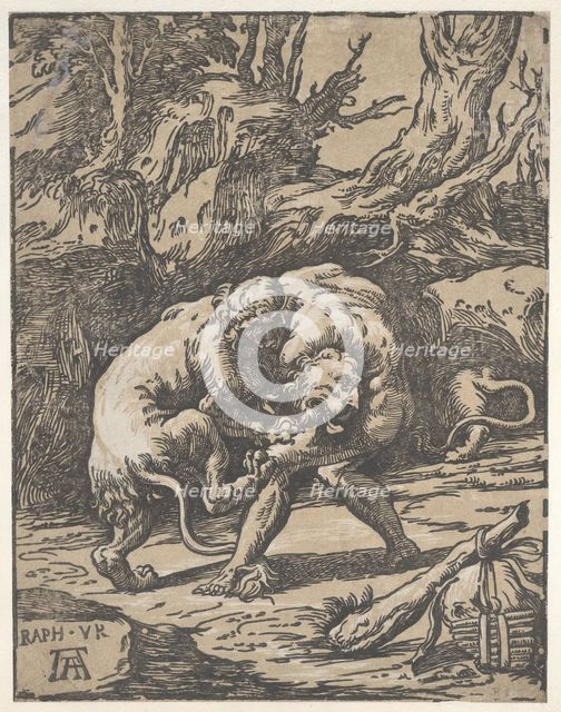 Hercules and the Nemean Lion, 1540-50., 1540-50. Creator: Niccolo Vicentino.