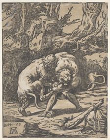 Hercules and the Nemean Lion, 1540-50., 1540-50. Creator: Niccolo Vicentino