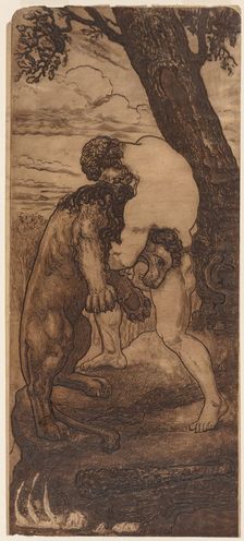 Hercules and the Nemean Lion, c. 1898. Creator: Henri-Arthur Lefort des Ylouses (French, 1846-1912)