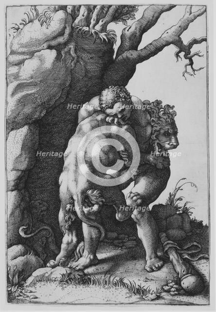 Hercules and the Nemean Lion. Creator: Adamo Scultori.