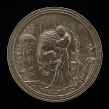 Hercules and the Nemean Lion, late 15th - early 16th century. Creator: Moderno