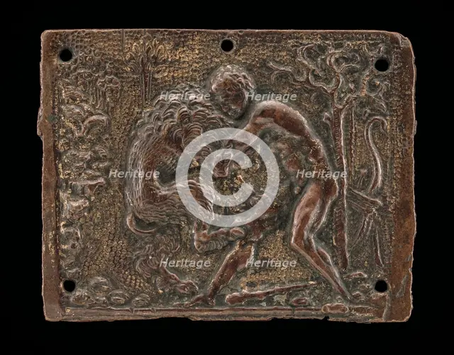 Hercules and the Nemean Lion, late 15th - early 16th century. Creator: Moderno.