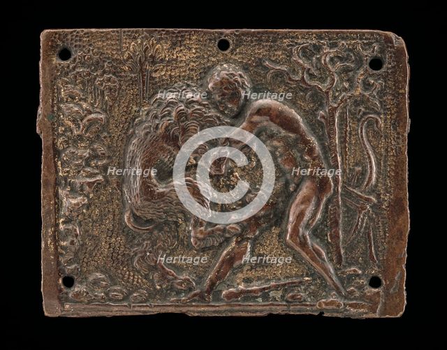 Hercules and the Nemean Lion, late 15th - early 16th century. Creator: Moderno.