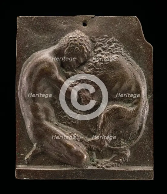 Hercules and the Nemean Lion, late 15th - early 16th century. Creator: Moderno.