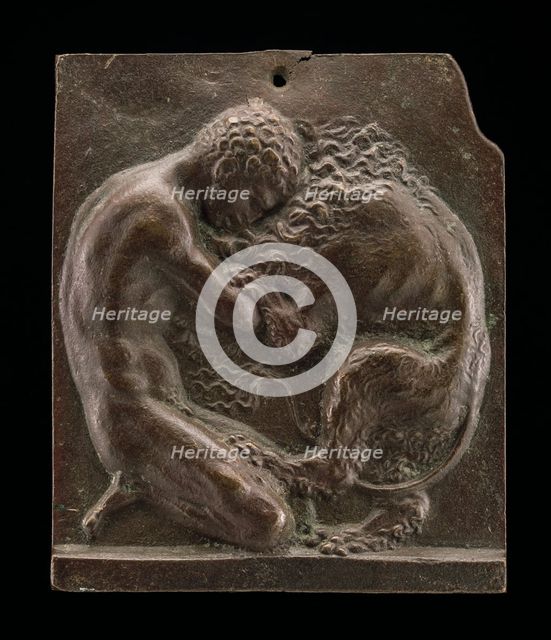 Hercules and the Nemean Lion, late 15th - early 16th century. Creator: Moderno.