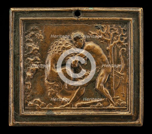 Hercules and the Nemean Lion, late 15th - early 16th century. Creator: Moderno.