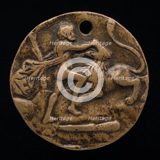 Hercules and the Nemean Lion, late 15th - early 16th century. Creator: Pseudo Melioli.