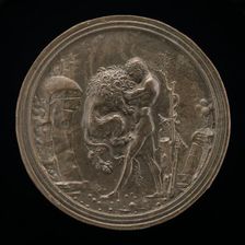 Hercules and the Nemean Lion, late 15th - early 16th century. Creator: Moderno