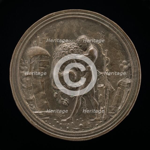 Hercules and the Nemean Lion, late 15th - early 16th century. Creator: Moderno.