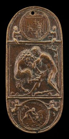 Hercules and the Nemean Lion, late 15th - early 16th century. Creator: Moderno