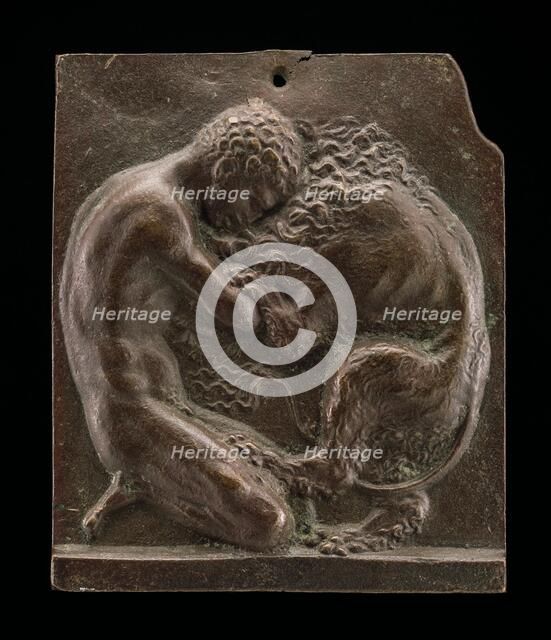 Hercules and the Nemean Lion, late 15th - early 16th century. Creator: Moderno.