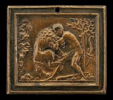 Hercules and the Nemean Lion, late 15th - early 16th century. Creator: Moderno