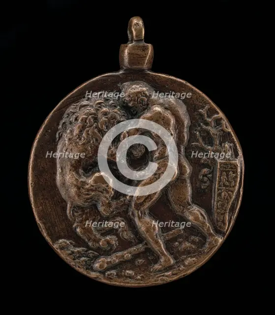 Hercules and the Nemean Lion [reverse], c. 1520. Creator: Unknown.