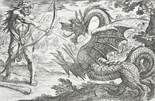Hercules and the Serpent Ladon, 1608. Creators: Antonio Tempesta, Nicolaus van Aelst