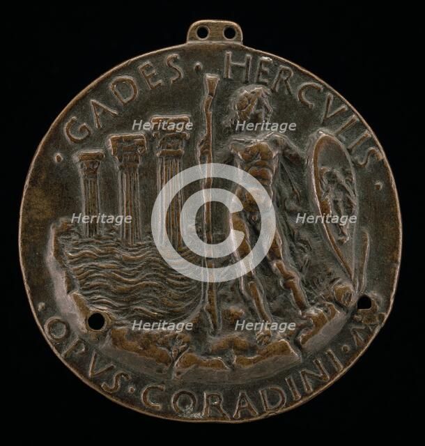 Hercules and Three Columns in the Sea [reverse], 1472. Creator: Lodovico Corradini.