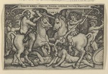 Hercules abducting Iole, from The Labors of Hercules, 1544. Creator: Sebald Beham