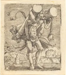 Hercules Bearing the Column of Gades, c. 1520/1525. Creator: Albrecht Altdorfer