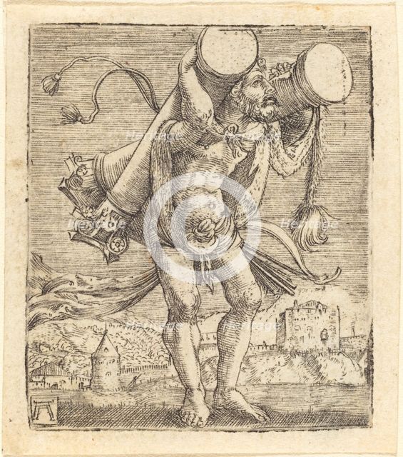 Hercules Bearing the Column of Gades, c. 1520/1525. Creator: Albrecht Altdorfer.