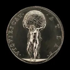 Hercules Bearing the Globe [reverse], 1557. Creator: Gianpaolo Poggini
