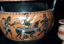 Hercules Brings Cerberus to Eurystheus, with Hermes and Athena, c6th century BC