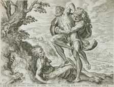 Hercules defeats Antaeus, 1563. Creators: Cornelis Cort, Hieronymus Cock