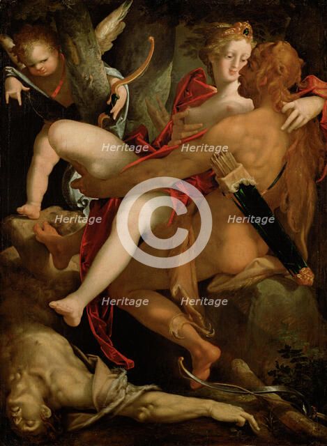 Hercules, Deianira and the Centaur Nessus, c. 1580. Artist: Spranger, Bartholomeus (1546-1611)