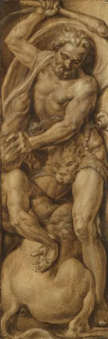 Hercules Destroying the Centaur Nessus, c.1550-c.1560. Creator: Maerten van Heemskerck
