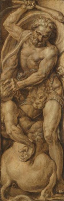 Hercules Destroying the Centaur Nessus, c.1550-c.1560. Creator: Maerten van Heemskerck