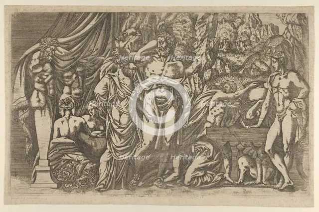 Hercules dressed as a woman, 1540-45. Creator: Antonio Fantuzzi.