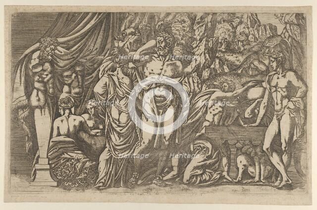 Hercules dressed as a woman, 1540-45. Creator: Antonio Fantuzzi.