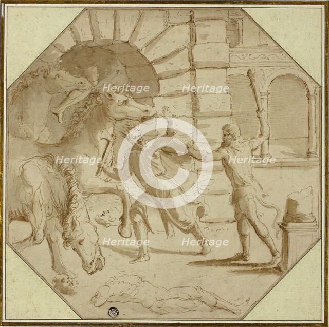 Hercules Felling King Diomedes, 1540/46. Creator: Giulio Romano.