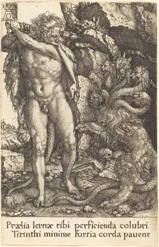 Hercules Fighting with the Hydra of Lernea, 1550. Creator: Heinrich Aldegrever
