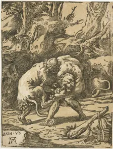 Hercules fighting the Nemean lion, 1540-1550. Creator: Niccolo Vicentino