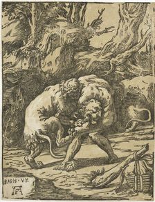 Hercules fighting the Nemean lion, 1540-1550. Creator: Niccolo Vicentino
