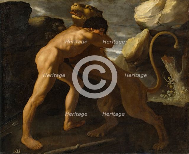 Hercules Fighting the Nemean Lion, 1634. Creator: Francisco de Zurbaran.