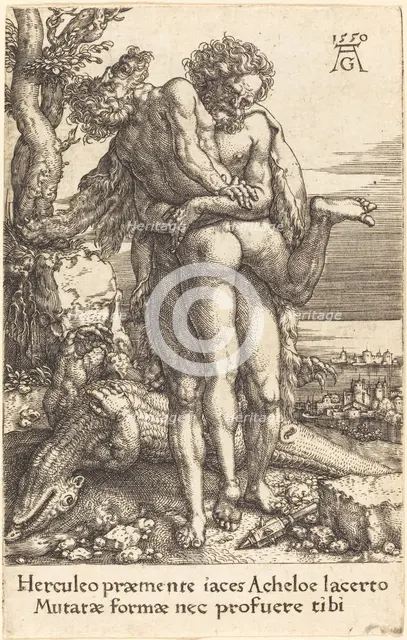 Hercules Fighting the Rivergod Achelus, 1550. Creator: Heinrich Aldegrever.