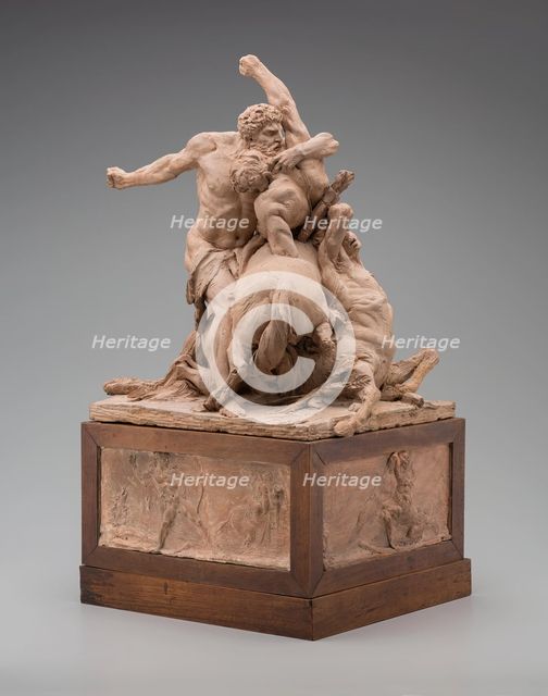 Hercules Fighting Two Centaurs, c1785. Creator: Jean Baptiste Stouf.